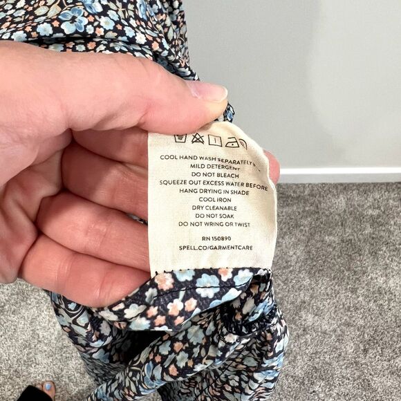 Spell & the Gypsy Poppy Smock Gown Dress Floral Puff Sleeve Maxi Poplin - Picture 12 of 13